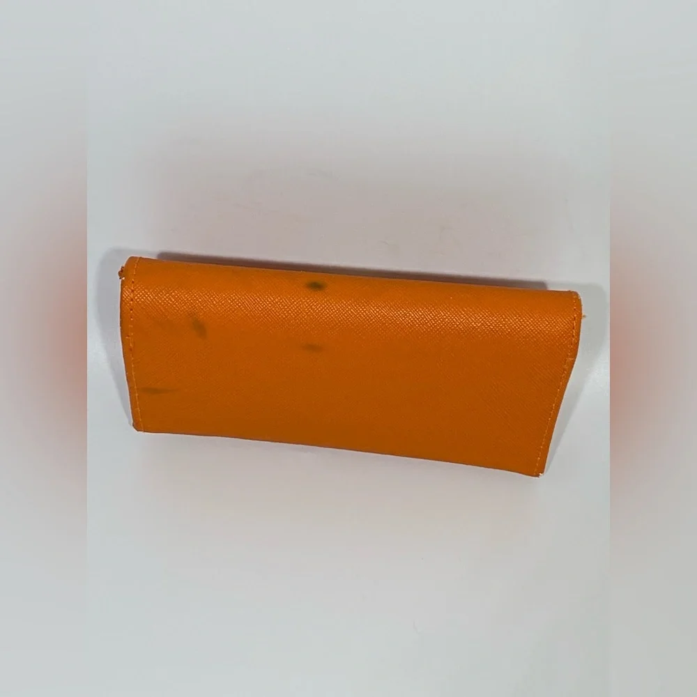 🔴 Tory Burch Sunglasses Case Orange with gold logo magnetic closure
